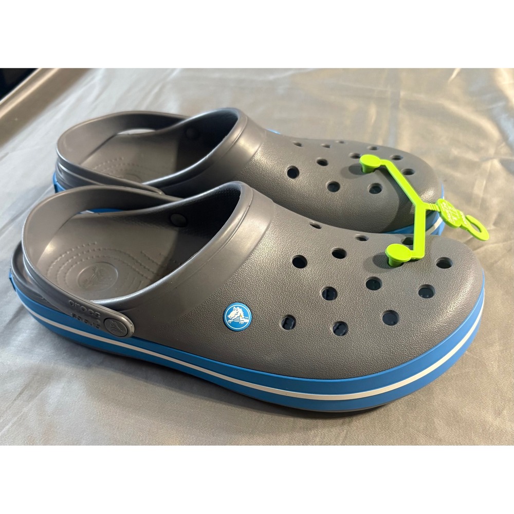 Crocs Crocband Clogs Mens 12 Grey Blue Sporty Comfort Water Shoes 11016
